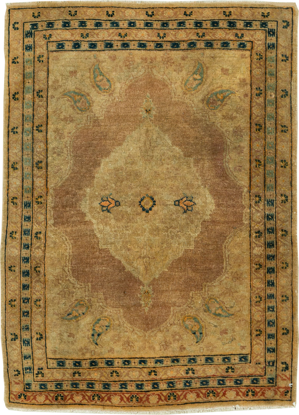 Antique Persian Tabriz Throw Rug, No.29414 - Staging