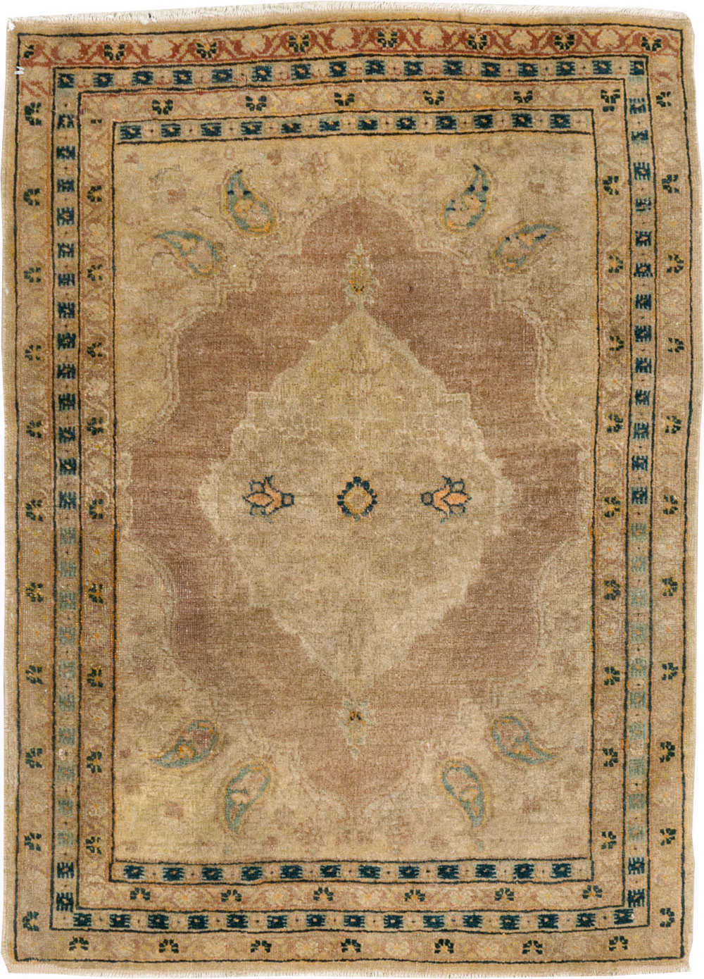 Antique Persian Tabriz Throw Rug, No.29414 - Staging