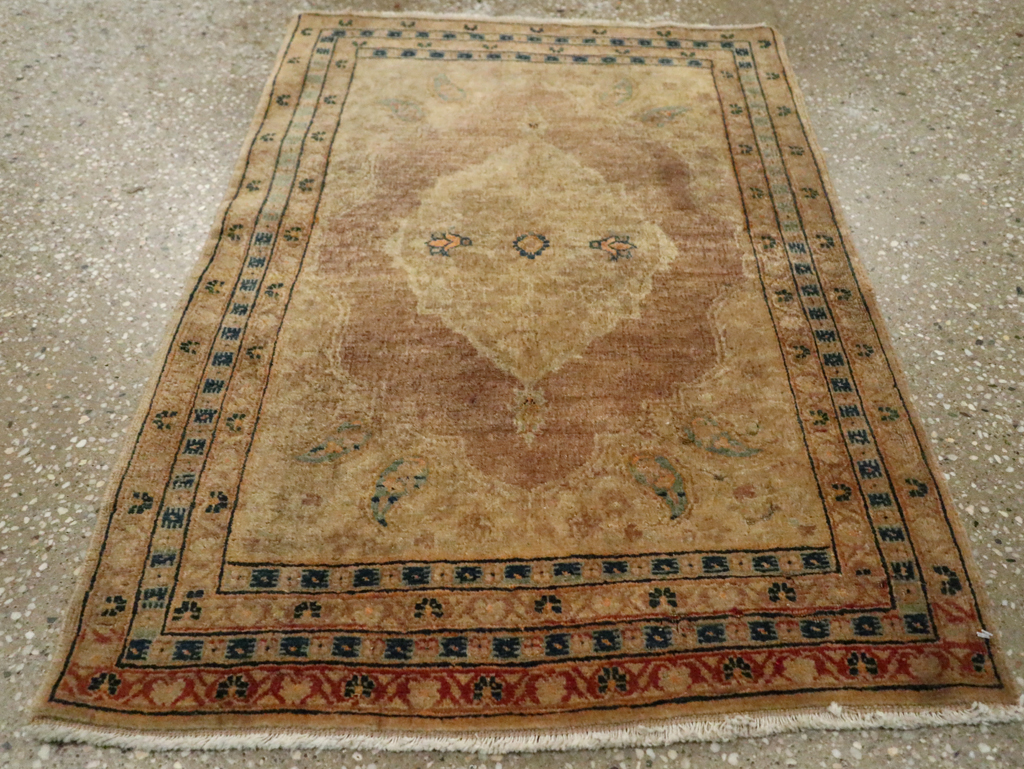 Antique Persian Tabriz Throw Rug, No.29414 - Staging