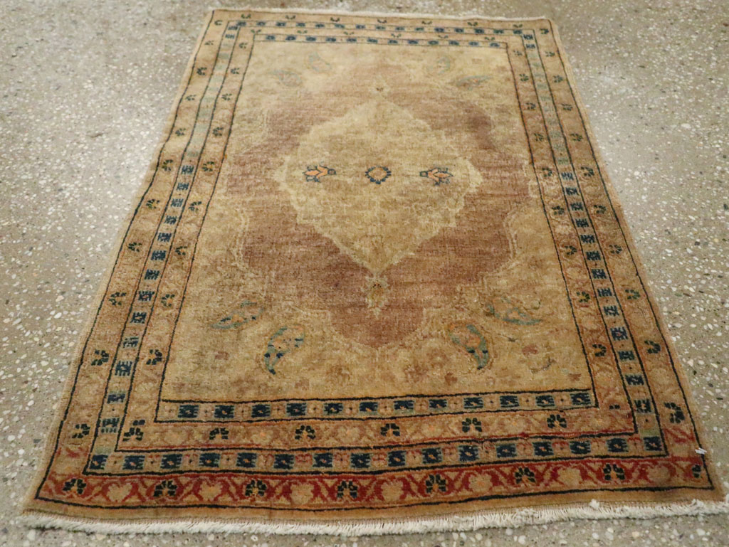 Antique Persian Tabriz Throw Rug, No.29414 - Staging
