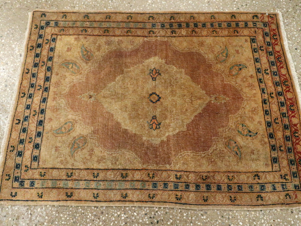 Antique Persian Tabriz Throw Rug, No.29414 - Staging