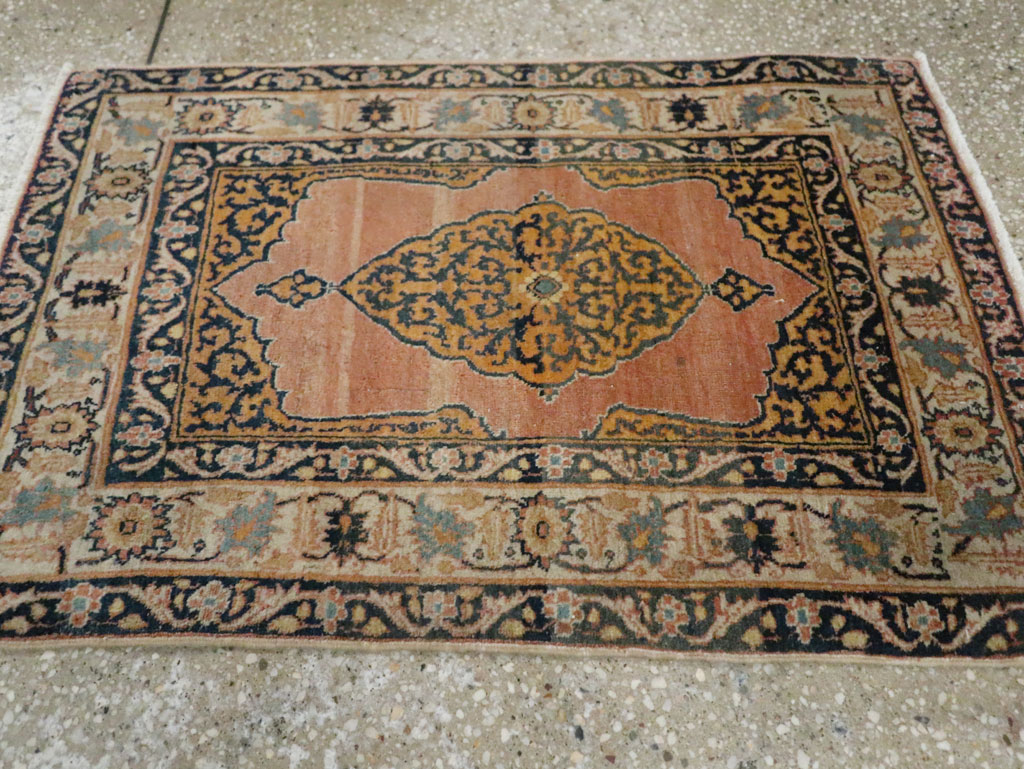 Antique Persian Tabriz Haji Jalili Throw Rug, No.29415 - Staging