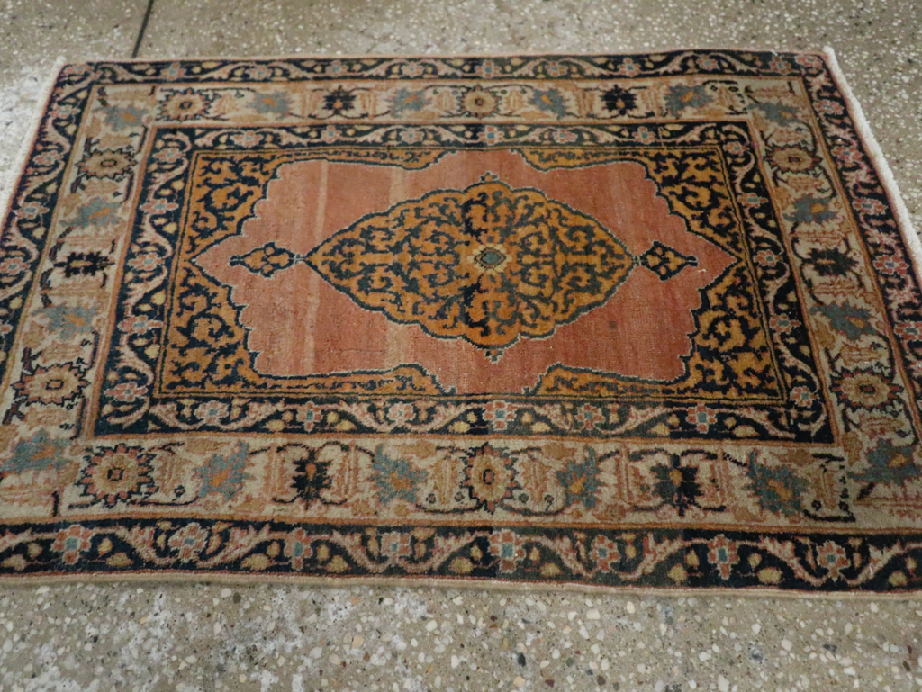 Antique Persian Tabriz Haji Jalili Throw Rug, No.29415 - Staging