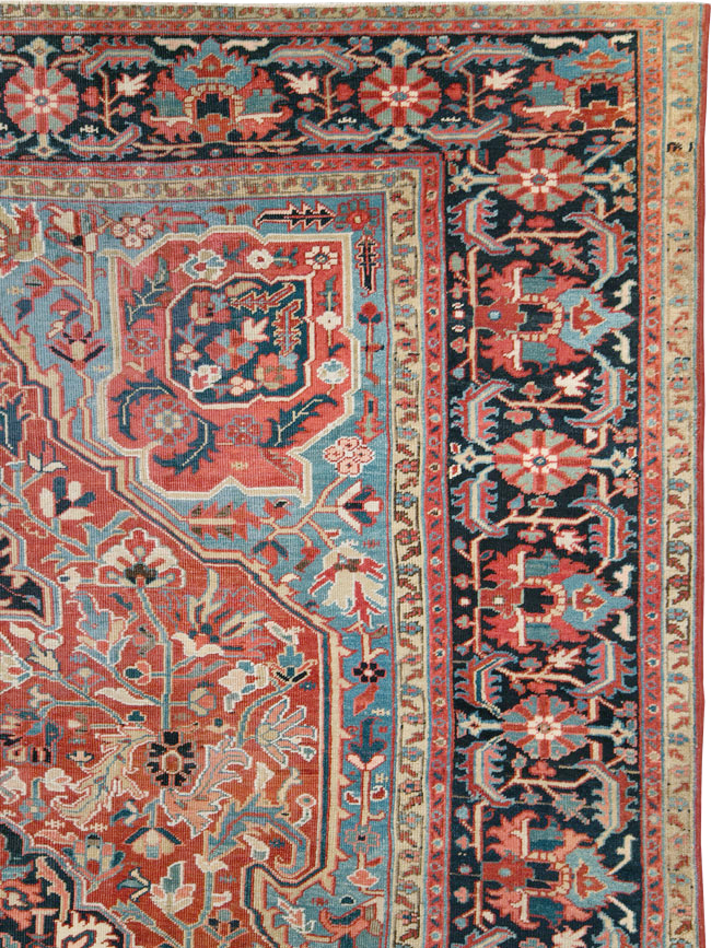 Antique Persian Heriz Carpet, No.29419 - Staging
