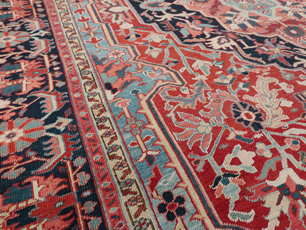 Antique Persian Heriz Carpet, No.29419 - Staging