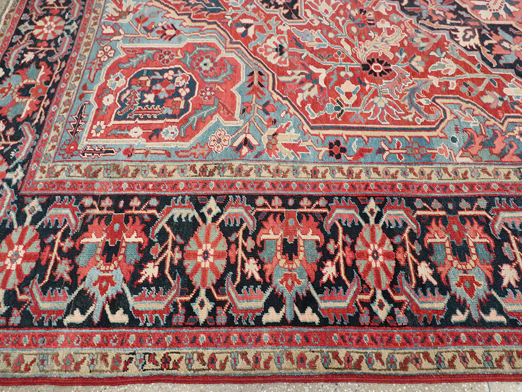 Antique Persian Heriz Carpet, No.29419 - Staging