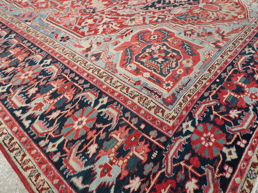 Antique Persian Heriz Carpet, No.29419 - Staging
