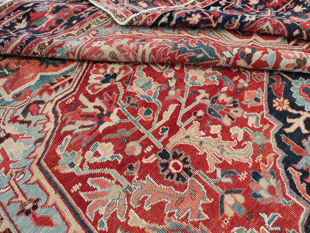 Antique Persian Heriz Carpet, No.29419 - Staging