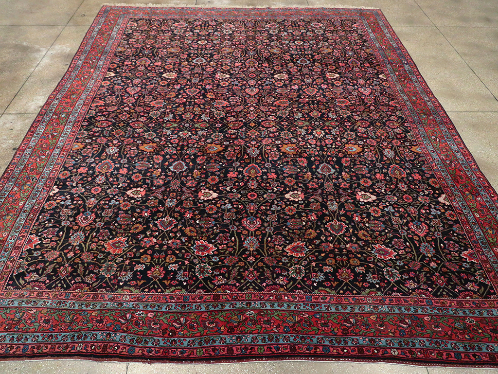 Antique Persian Bidjar Room Size Carpet, No.29425 - Staging