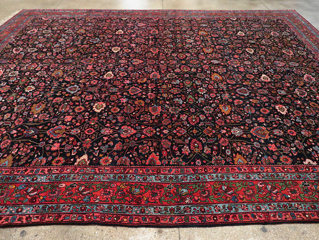 Antique Persian Bidjar Room Size Carpet, No.29425 - Staging