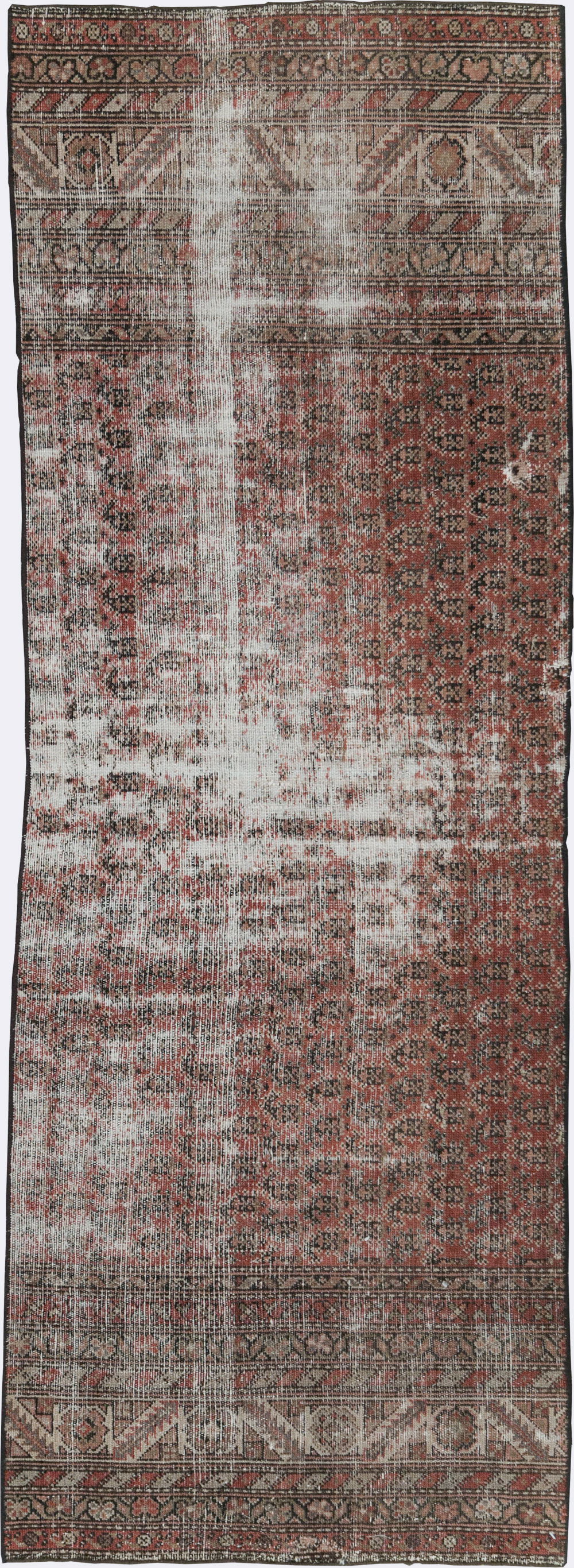 Antique Distressed Persian Malayer Rug, No.29432 - Staging
