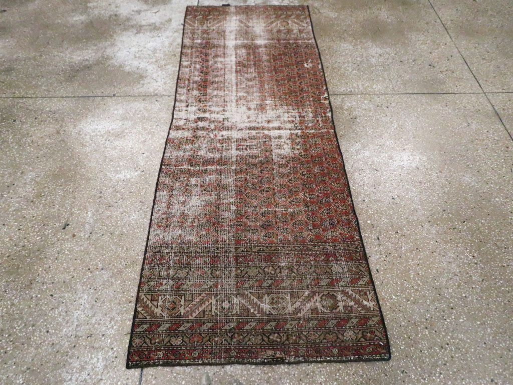 Antique Distressed Persian Malayer Rug, No.29432 - Staging