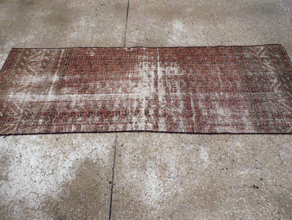 Antique Distressed Persian Malayer Rug, No.29432 - Staging