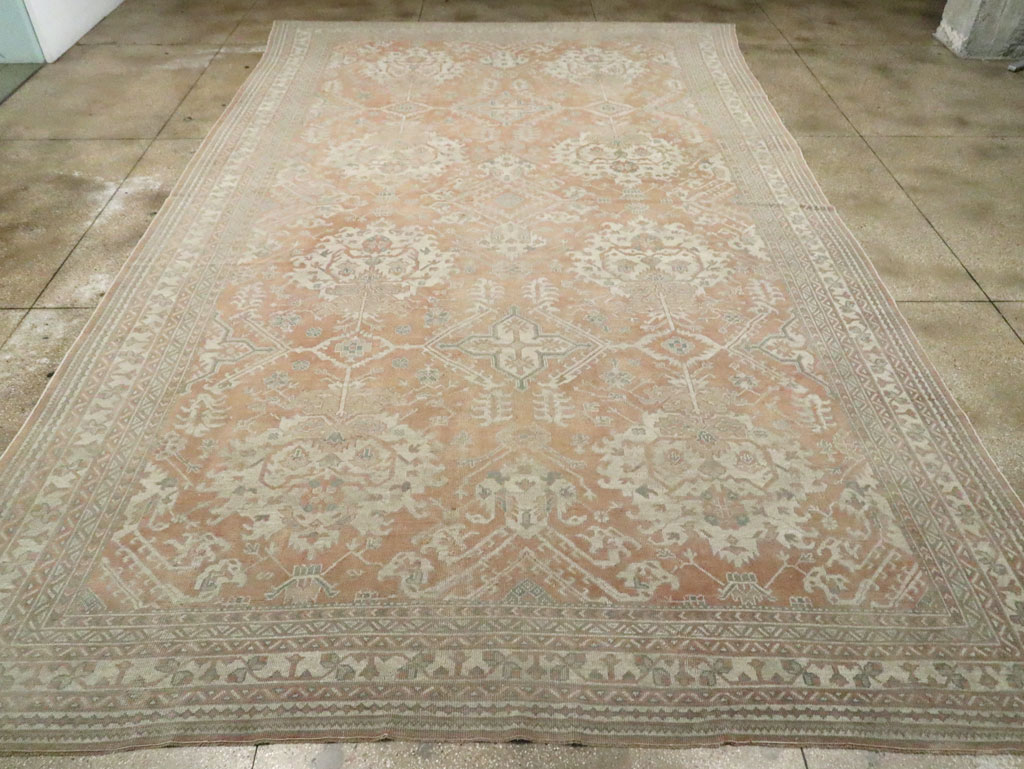 Antique Oushak Carpet, No.29438 - Staging