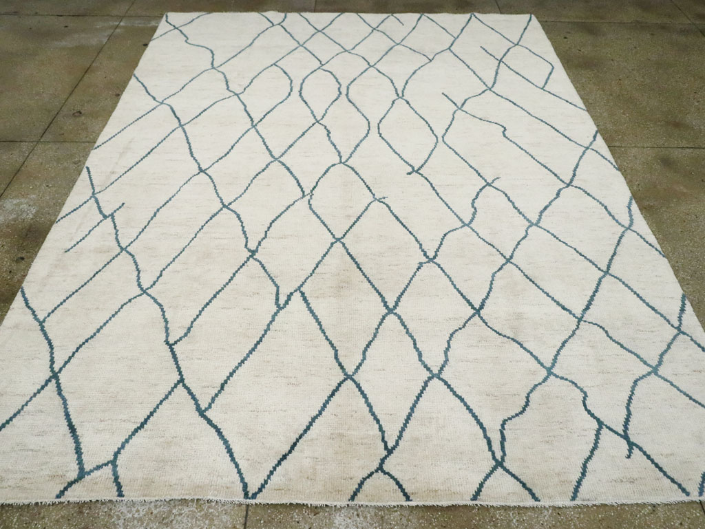 Contemporary Moroccan Room Size Carpet, No.29440 - Staging