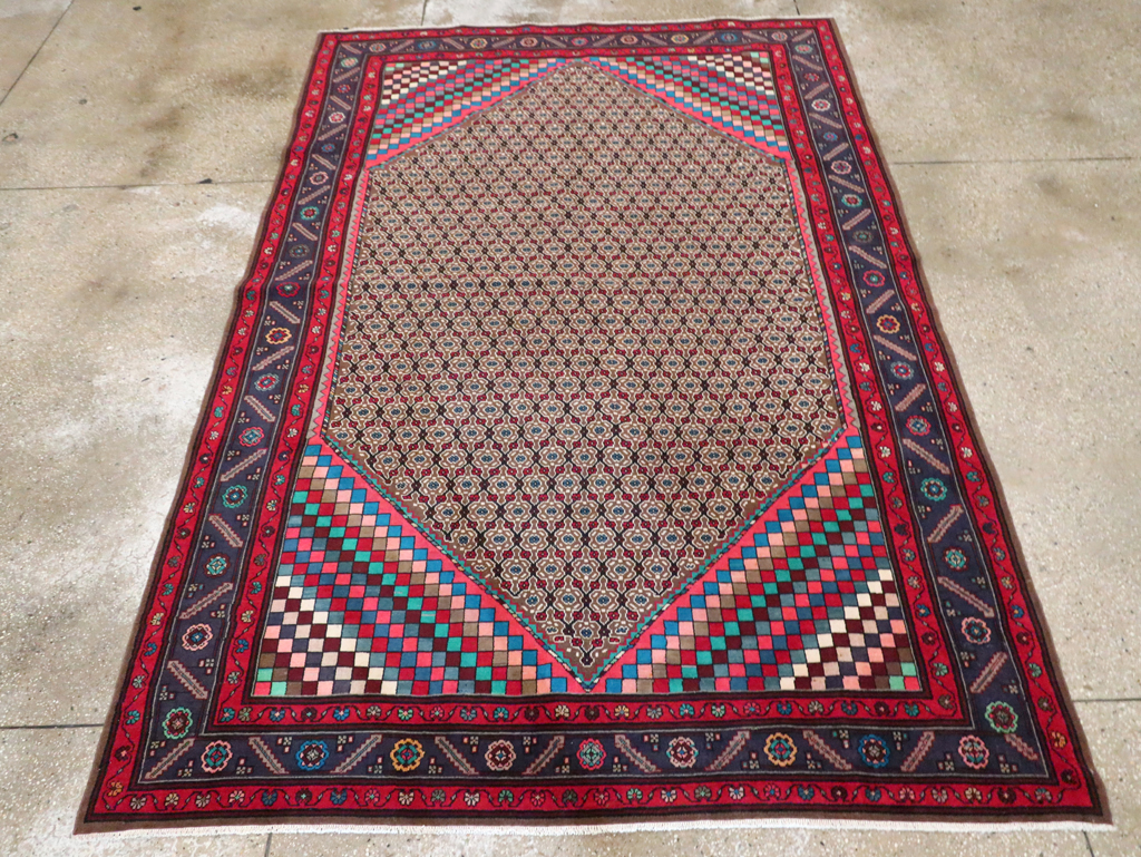 Vintage Persian Hamadan Accent Carpet, No.29449 - Staging