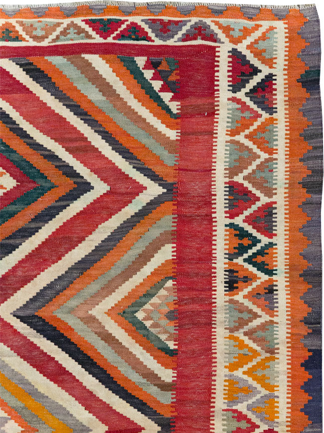 Vintage Persian Flatweave Kilim Accent Rug, No.29453 - Staging