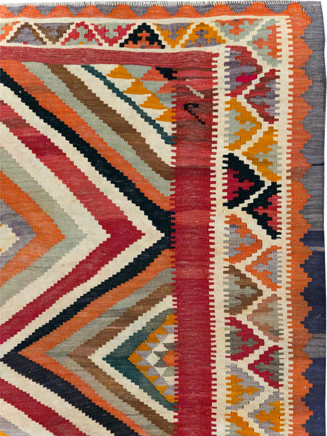 Vintage Persian Flatweave Kilim Accent Rug, No.29453 - Staging