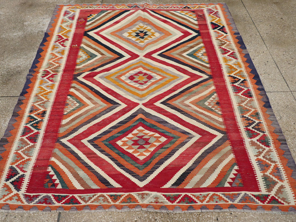 Vintage Persian Flatweave Kilim Accent Rug, No.29453 - Staging
