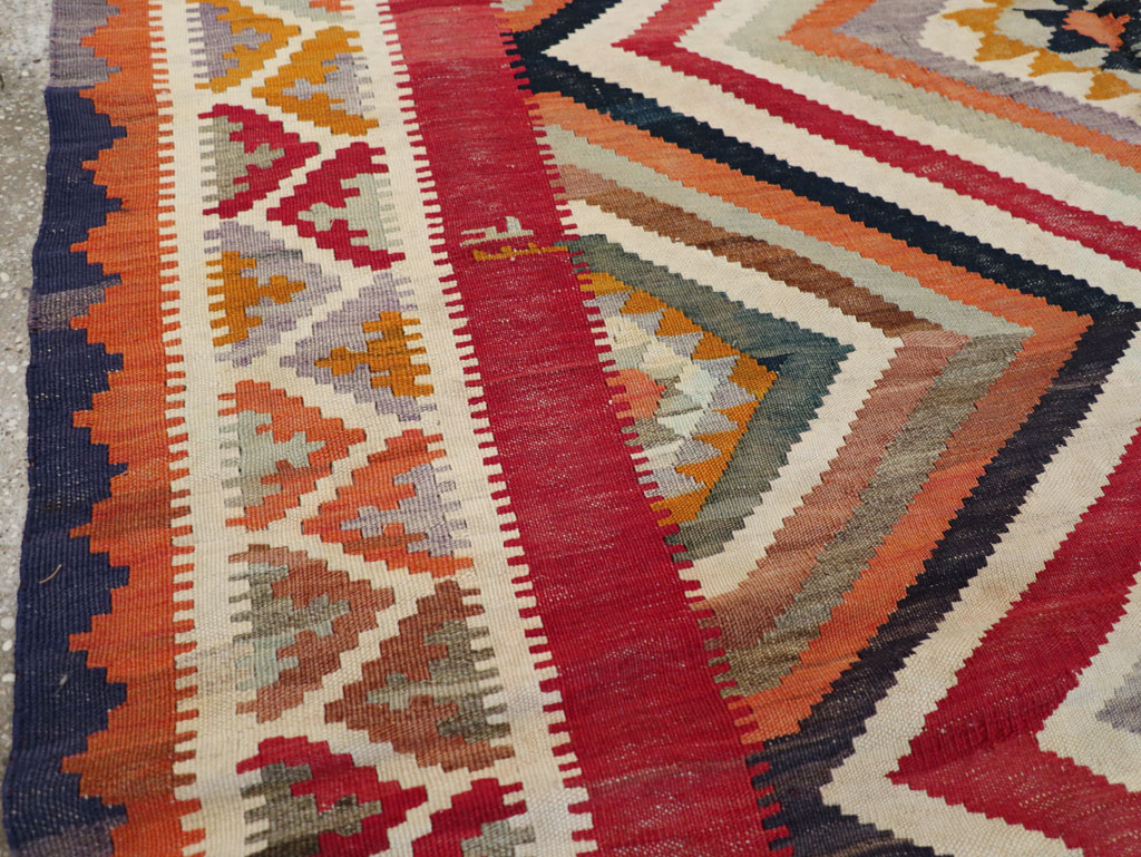Vintage Persian Flatweave Kilim Accent Rug, No.29453 - Staging