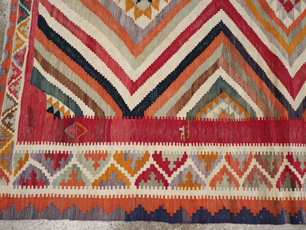Vintage Persian Flatweave Kilim Accent Rug, No.29453 - Staging