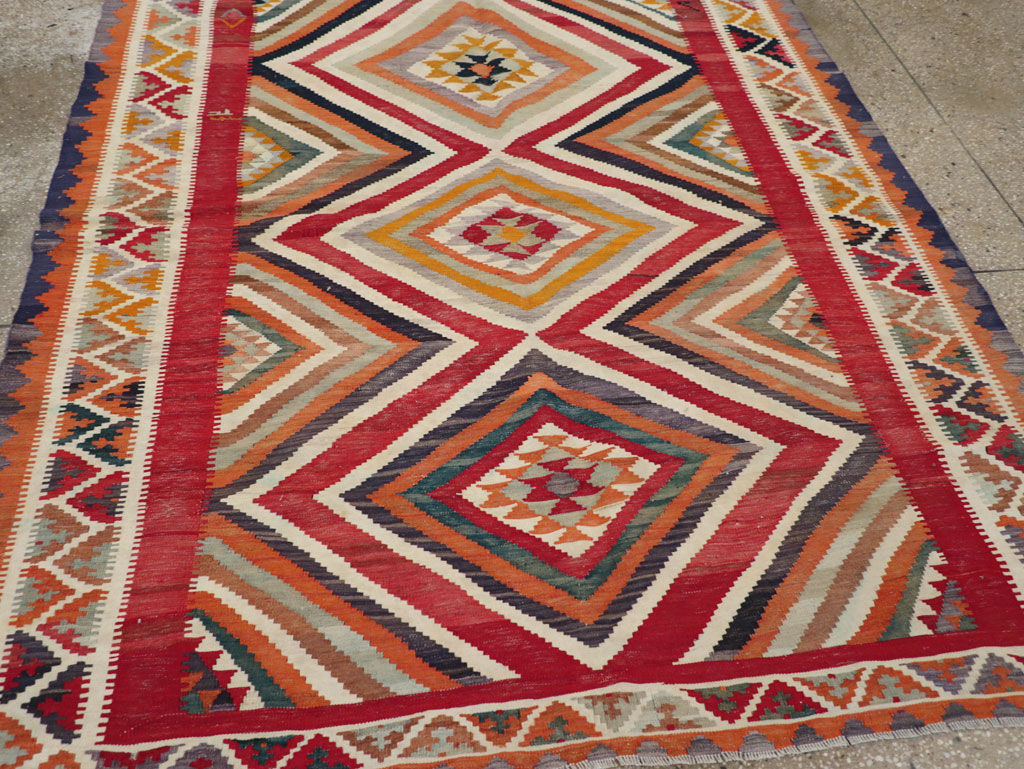 Vintage Persian Flatweave Kilim Accent Rug, No.29453 - Staging