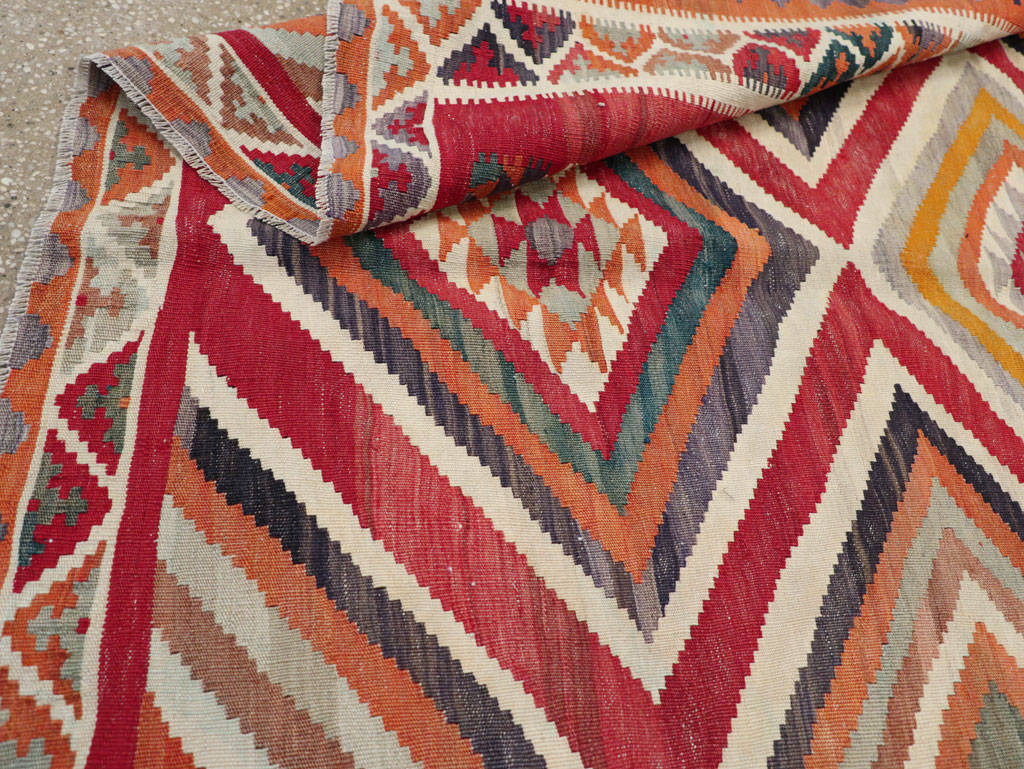 Vintage Persian Flatweave Kilim Accent Rug, No.29453 - Staging