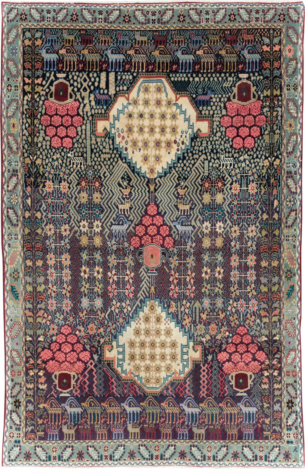 Vintage Persian Kurd Accent Rug, No.29457 - Staging