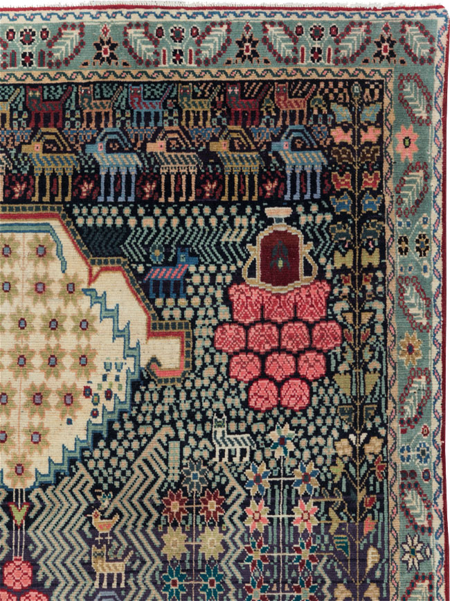 Vintage Persian Kurd Accent Rug, No.29457 - Staging