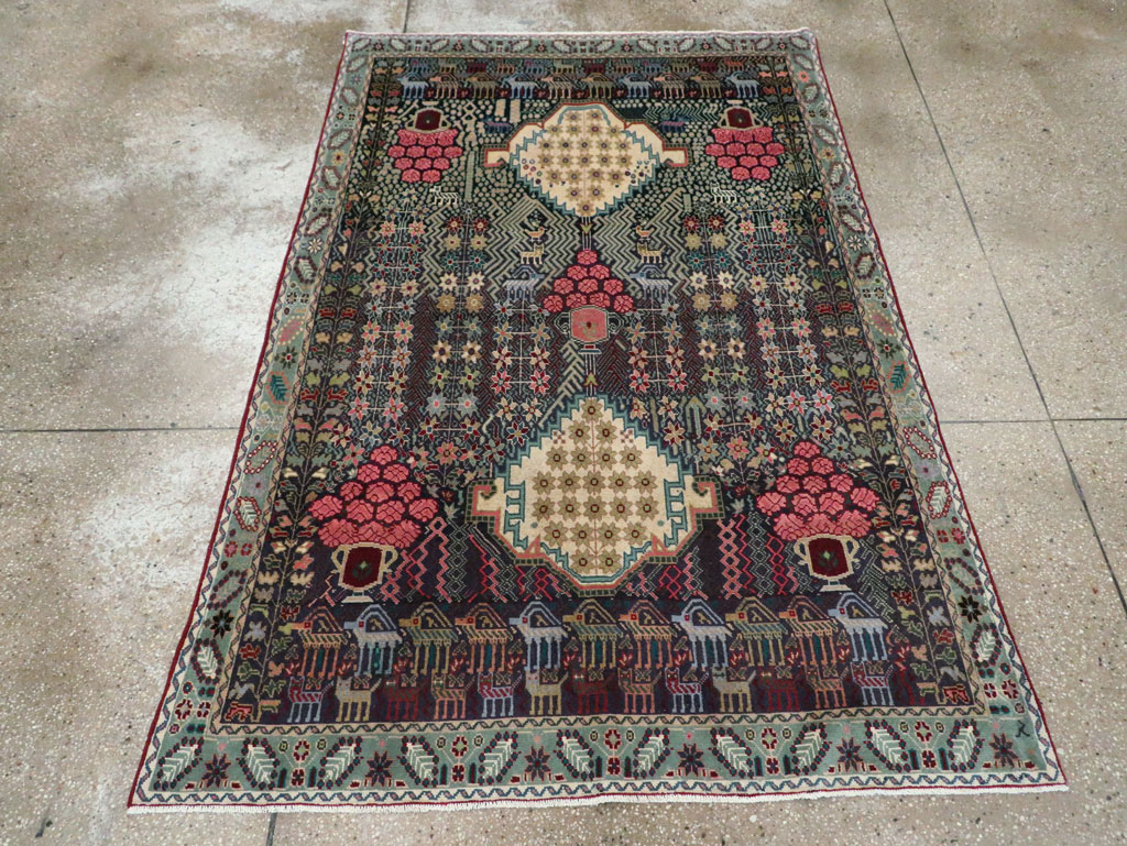 Vintage Persian Kurd Accent Rug, No.29457 - Staging
