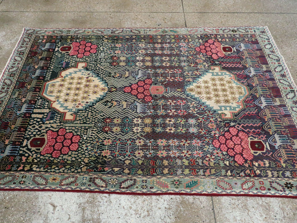 Vintage Persian Kurd Accent Rug, No.29457 - Staging