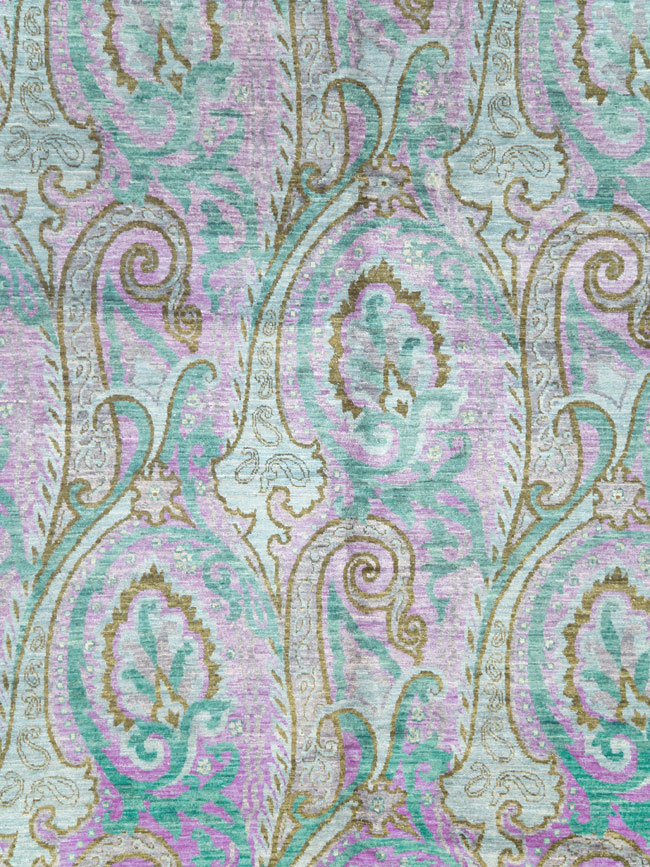 Contemporary Turkish Peacock Inspired Room Size Carpet, No.29461 - Staging