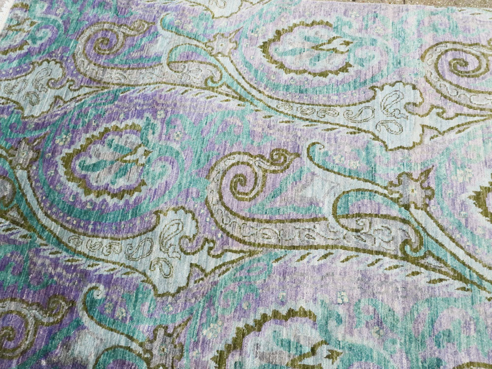 Contemporary Turkish Peacock Inspired Room Size Carpet, No.29461 - Staging