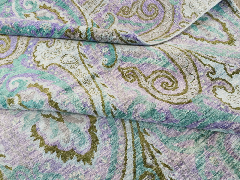 Contemporary Turkish Peacock Inspired Room Size Carpet, No.29461 - Staging