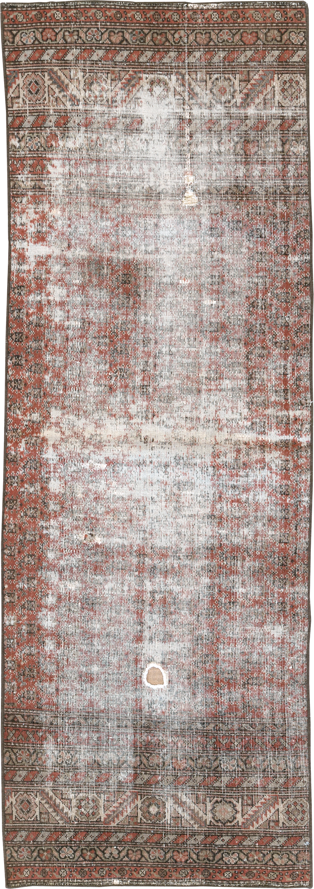 Antique Distressed Persian Malayer Rug, No.29462 - Staging