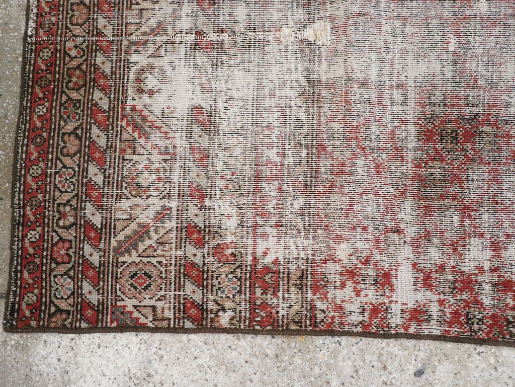 Antique Distressed Persian Malayer Rug, No.29462 - Staging