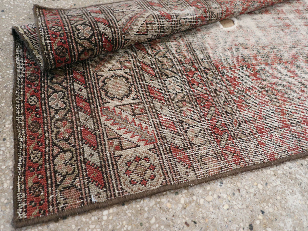 Antique Distressed Persian Malayer Rug, No.29462 - Staging
