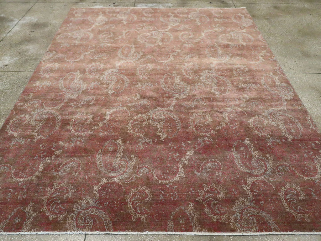 Vintage Persian Mashad Carpet, No.29464 - Staging