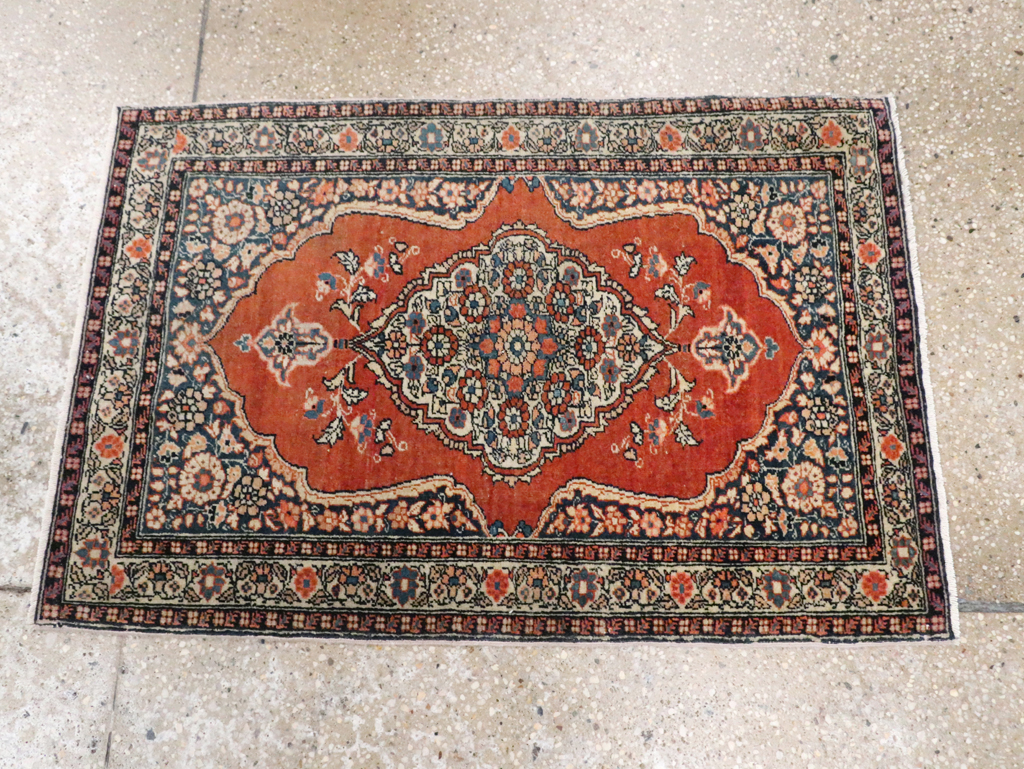 Antique Persian Tabriz Haji Jalili Throw Rug, No.29492 - Staging
