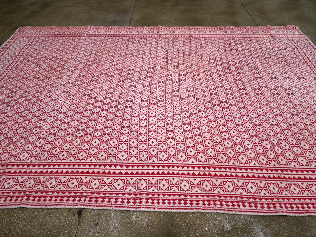 Vintage Persian Flatweave Kilim Room Size Carpet, No.29502 - Staging
