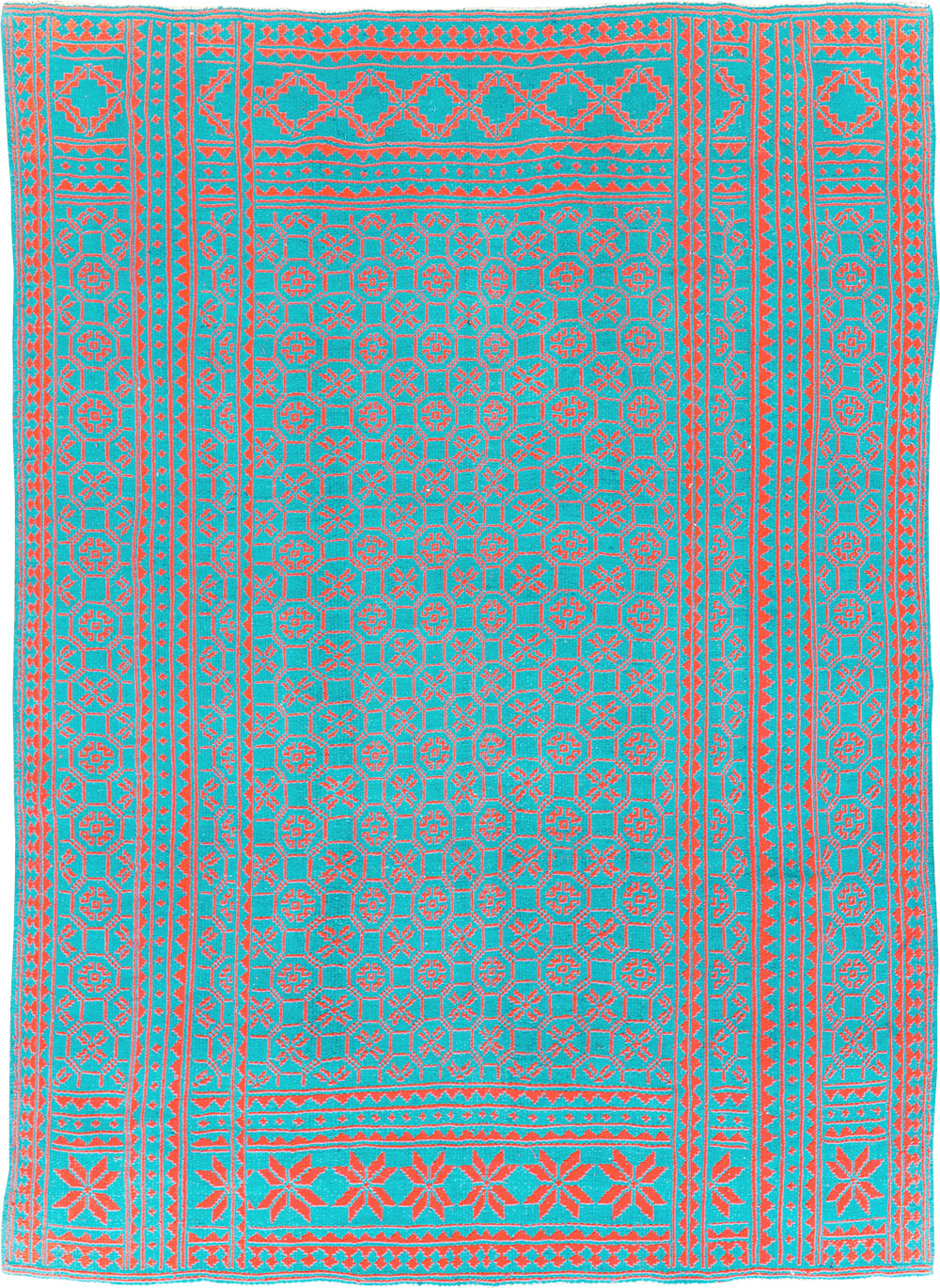 Vintage Persian Flatweave Kilim Room Size Carpet, No.29507 - Staging