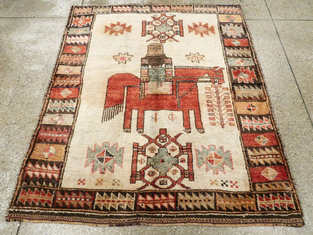 Vintage Persian Pictorial Bakhtiari Rug, No.29508 - Staging