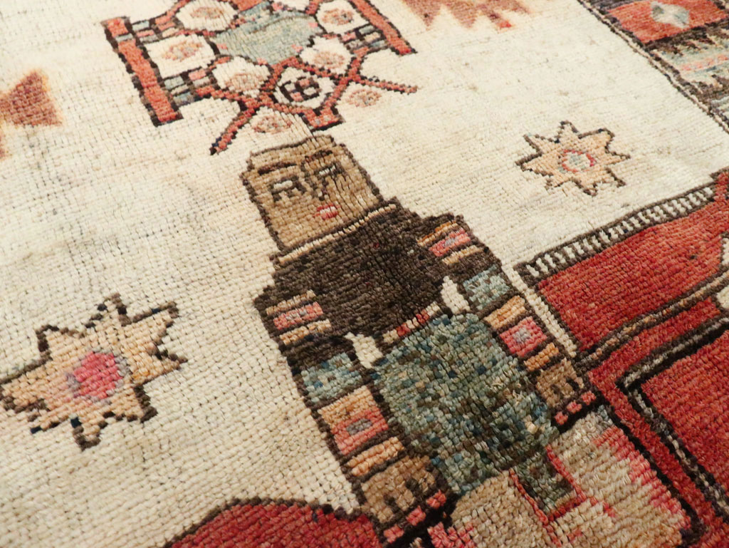 Vintage Persian Pictorial Bakhtiari Rug, No.29508 - Staging