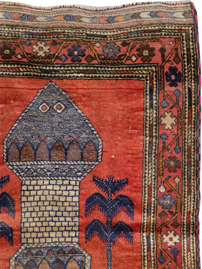 Vintage Central Asian Baluch Throw Rug, No.29517 - Staging