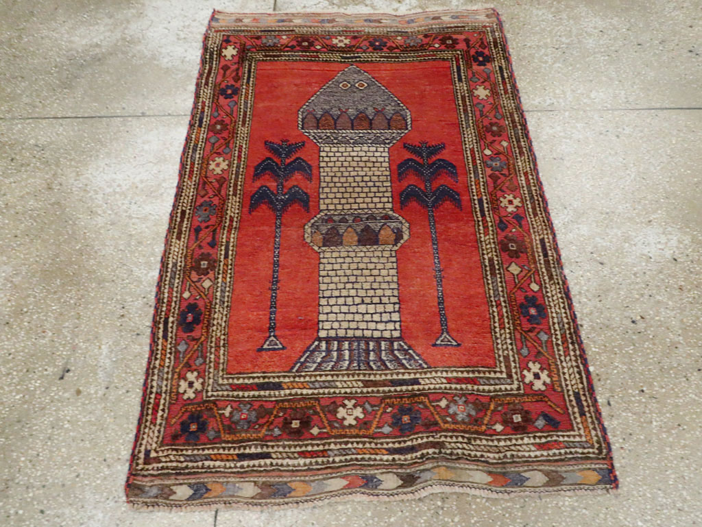 Vintage Central Asian Baluch Throw Rug, No.29517 - Staging