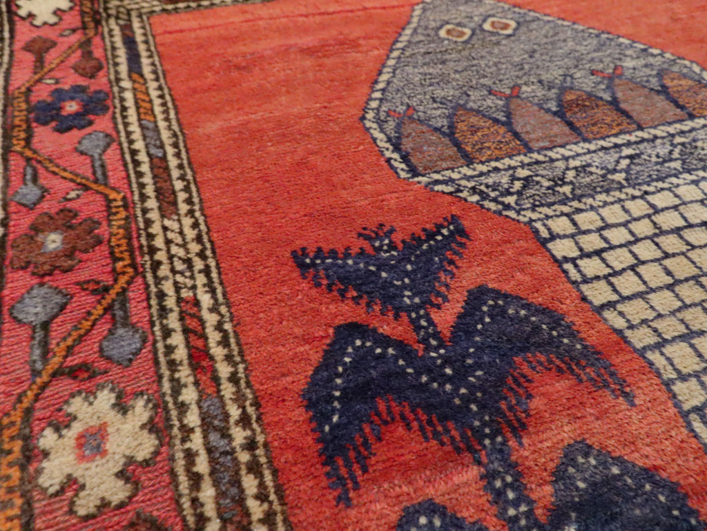 Vintage Central Asian Baluch Throw Rug, No.29517 - Staging