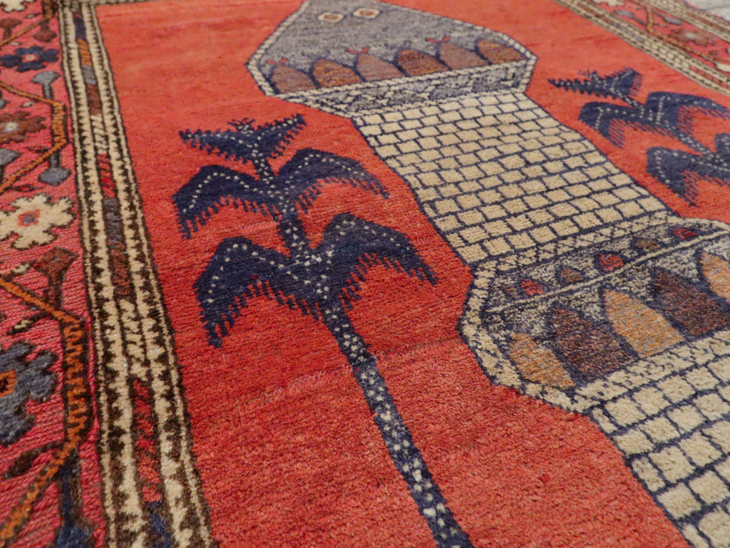 Vintage Central Asian Baluch Throw Rug, No.29517 - Staging