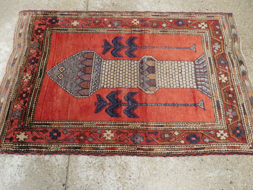 Vintage Central Asian Baluch Throw Rug, No.29517 - Staging