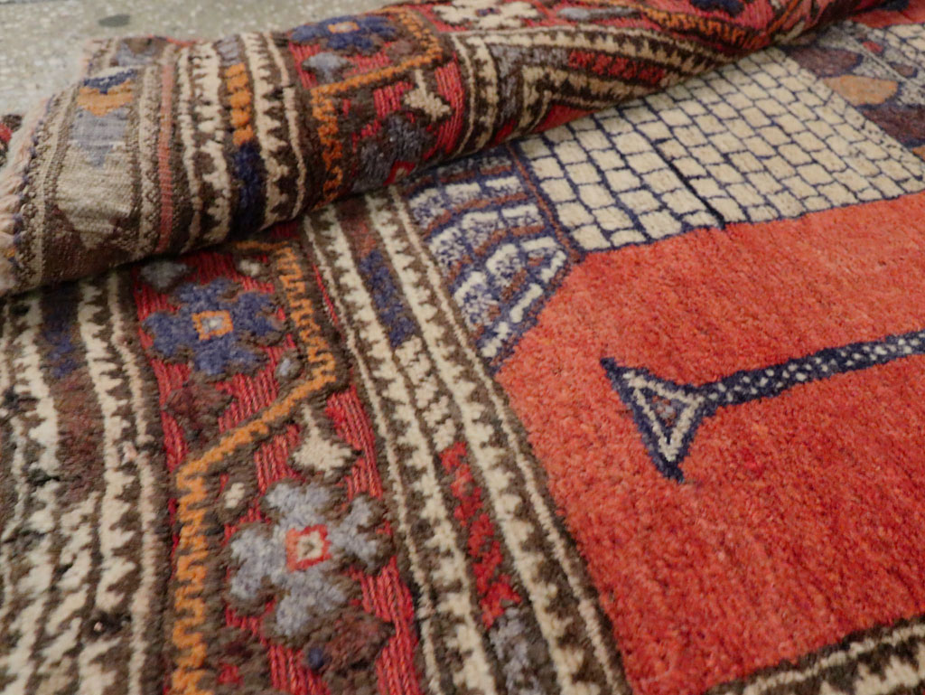 Vintage Central Asian Baluch Throw Rug, No.29517 - Staging