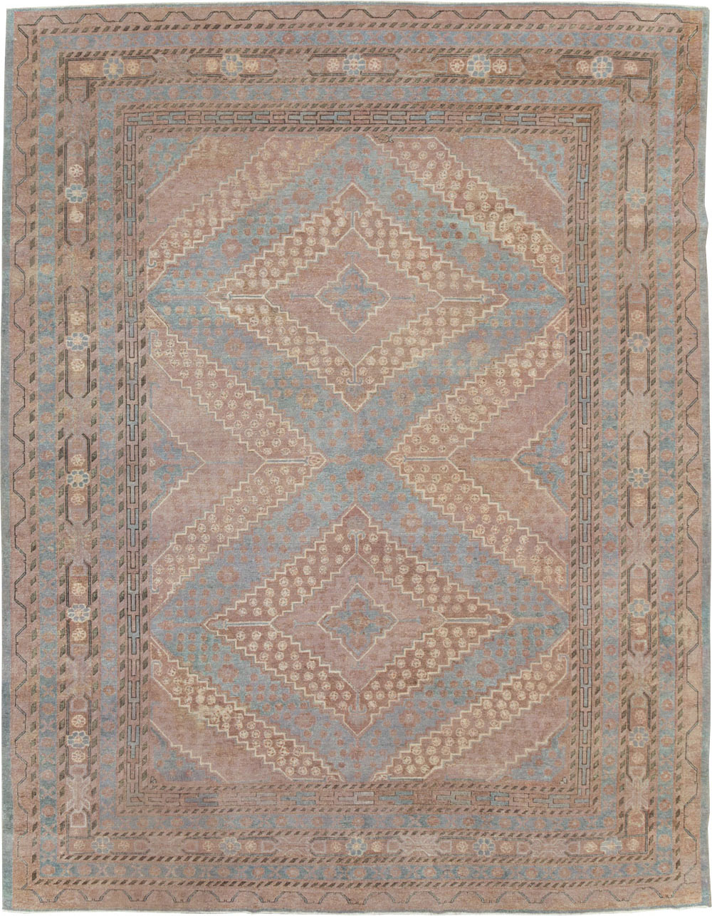 Antique East Turkestan Khotan Room Size Carpet, No.29518 - Staging